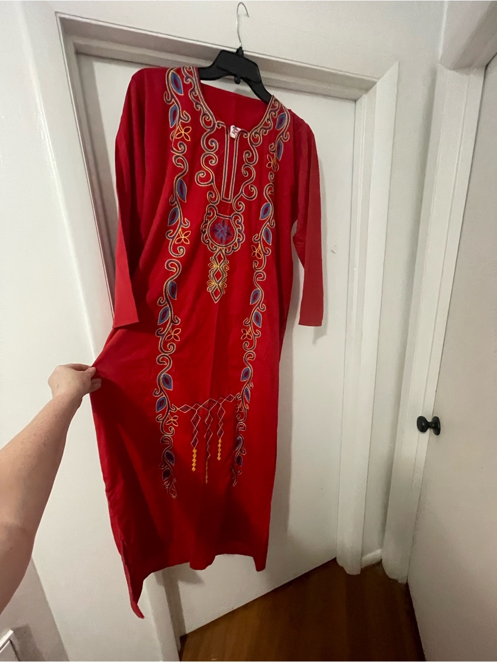 Embroidered Red Women’s Tunic Dress